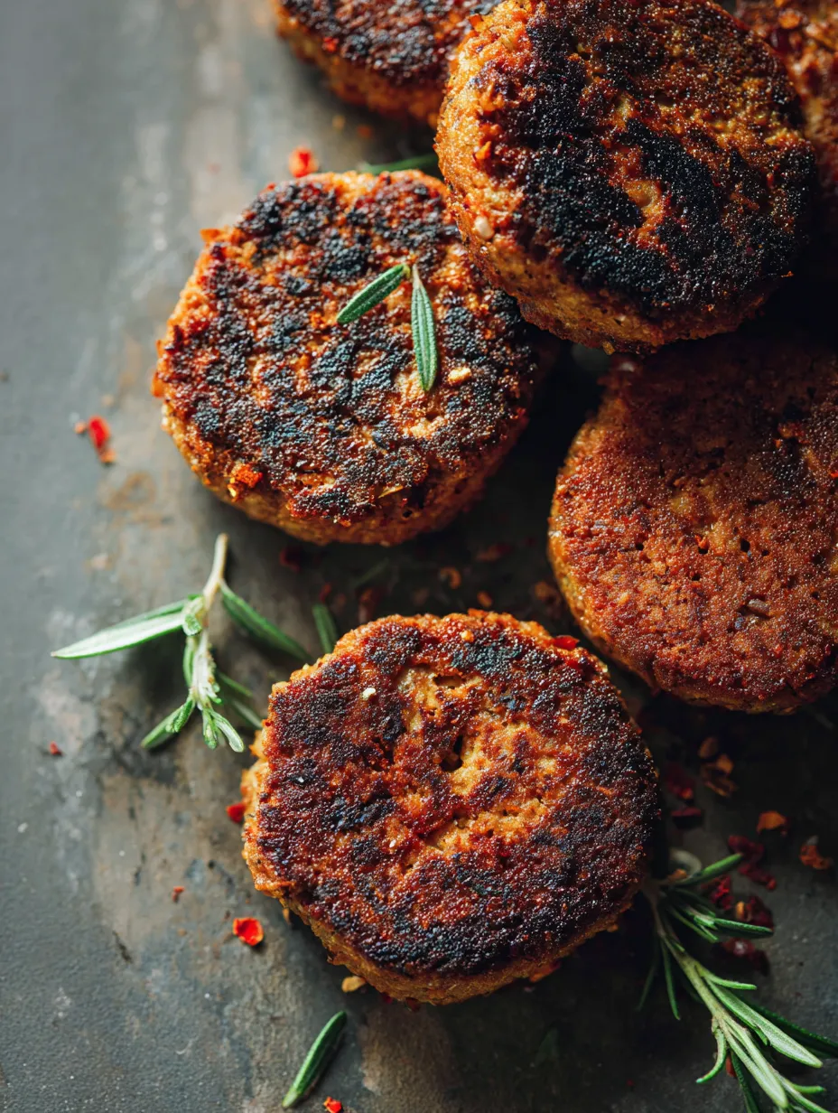 Des petites galettes végétales dorées avec basilic et poivrons rouges dans un bol.