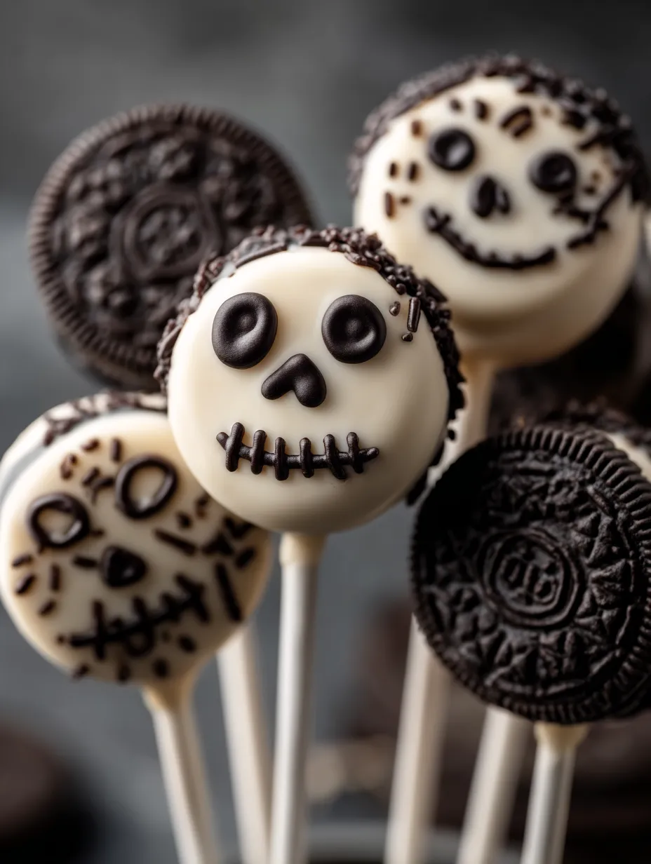 Des Oreo pops sur bâtonnets, tous décorés de façons différentes et rigolotes.
