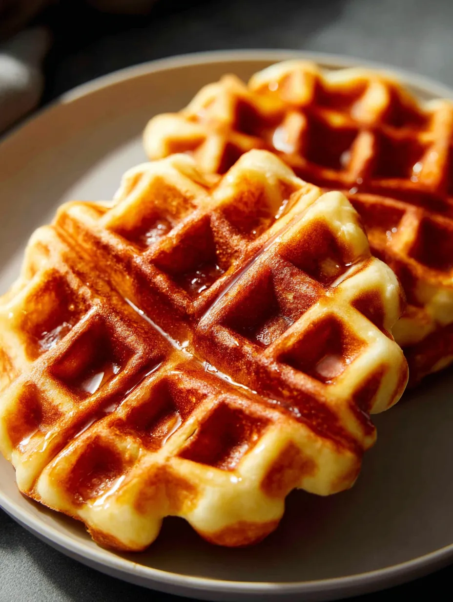 Gaufres servies sur une assiette.