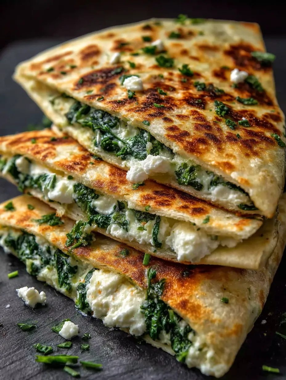 Des épinards et du fromage fondus sur du pain.