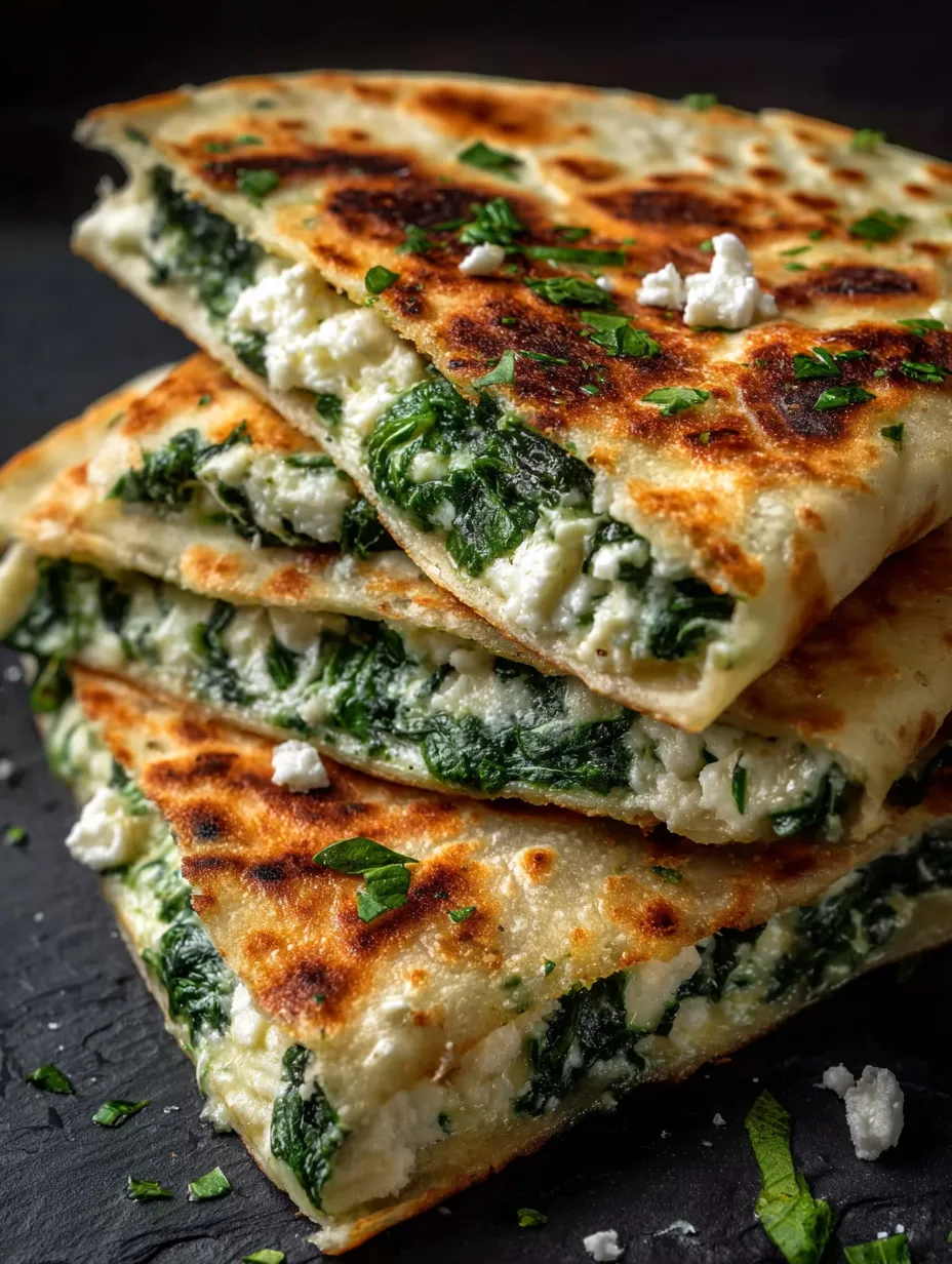 Des épinards et du fromage fondus sur du pain.