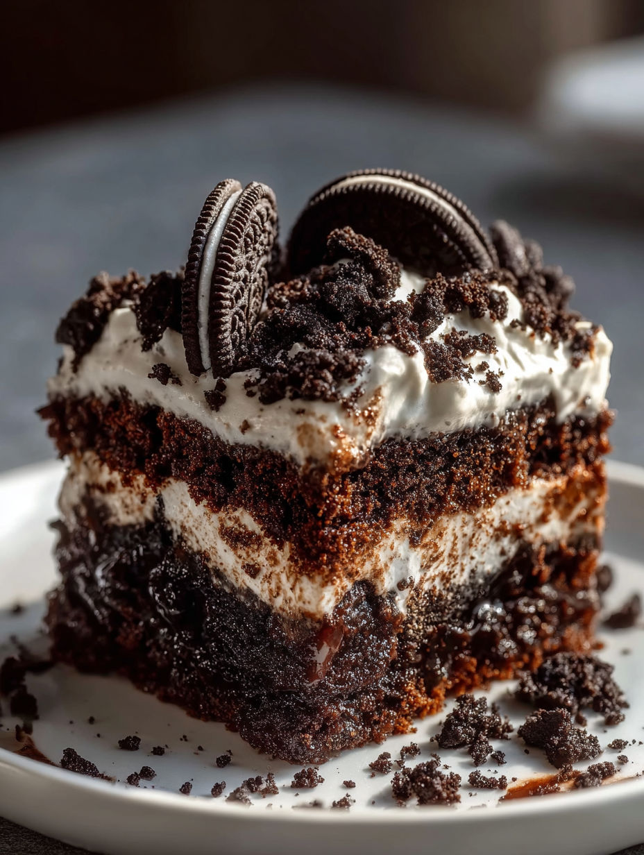 Une part de gâteau avec Oreos.