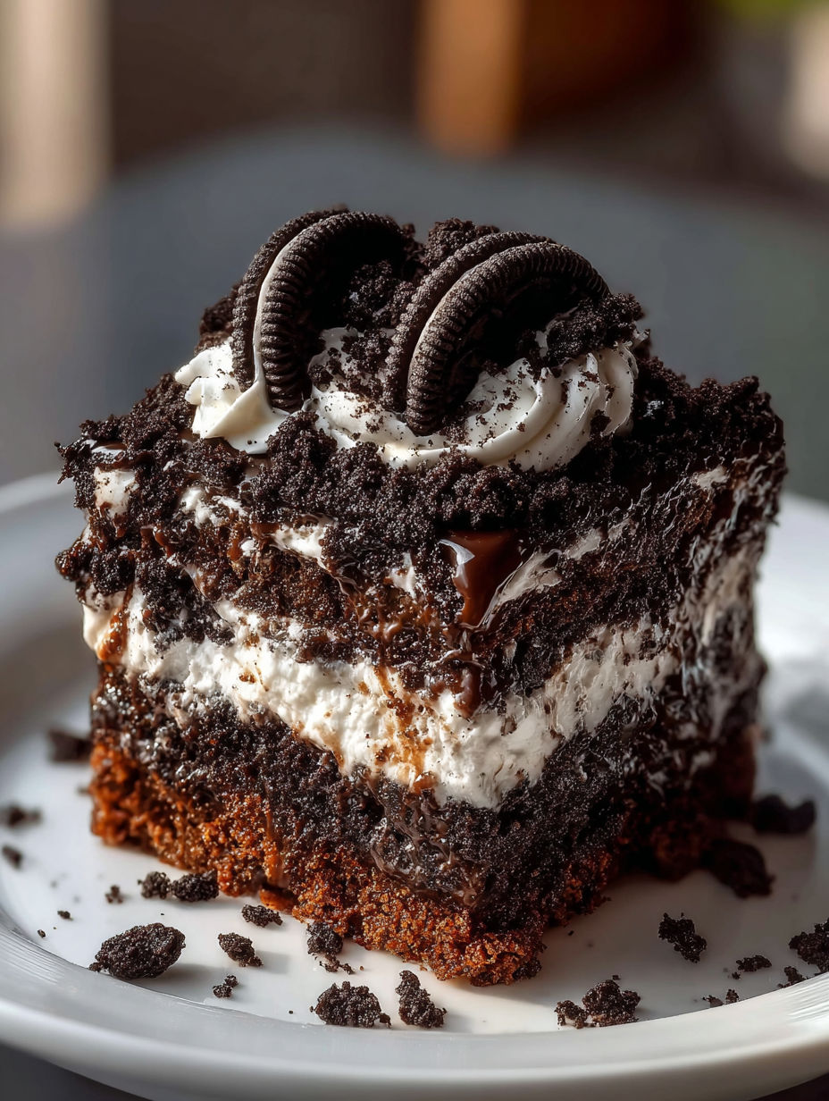 Une part de gâteau Oreo facile.
