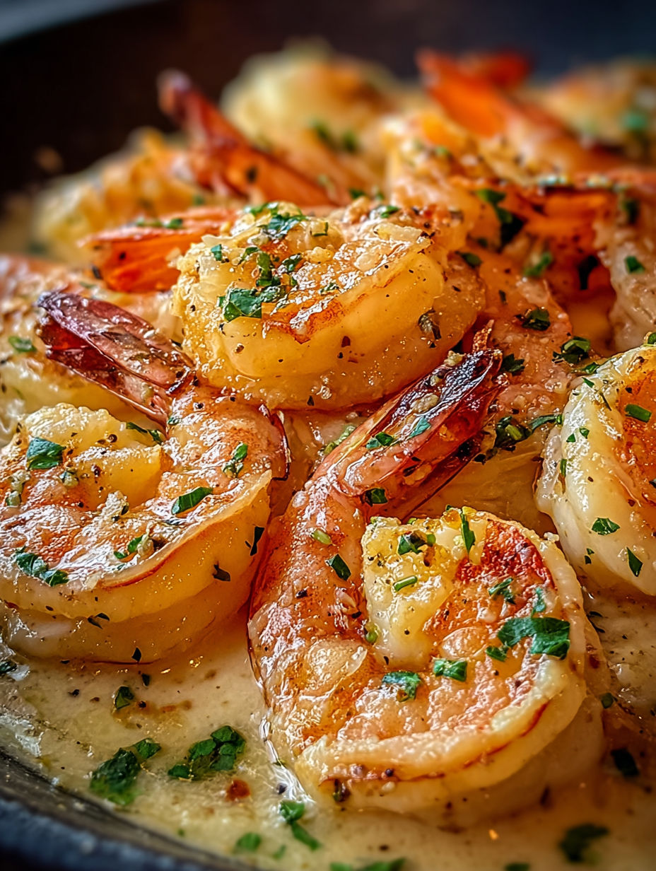 Une assiette de scampi aux crevettes.