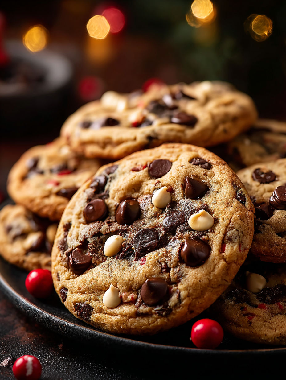 Une assiette de biscuits aux pépites de chocolat.