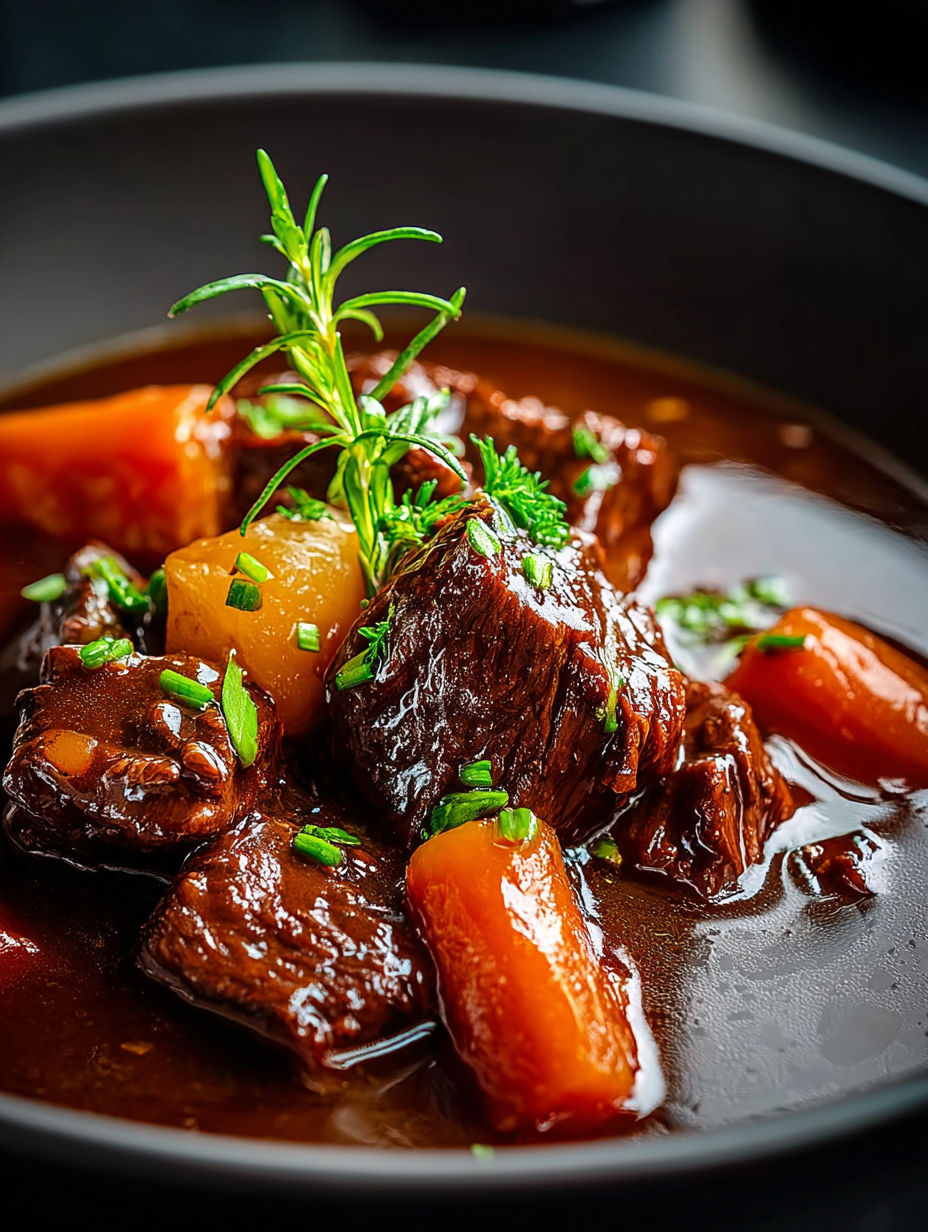 Ragoût de boeuf français avec carottes et persil