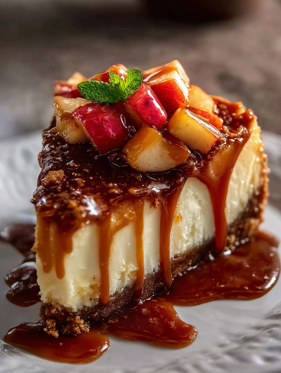Une part de cheesecake pomme caramel.