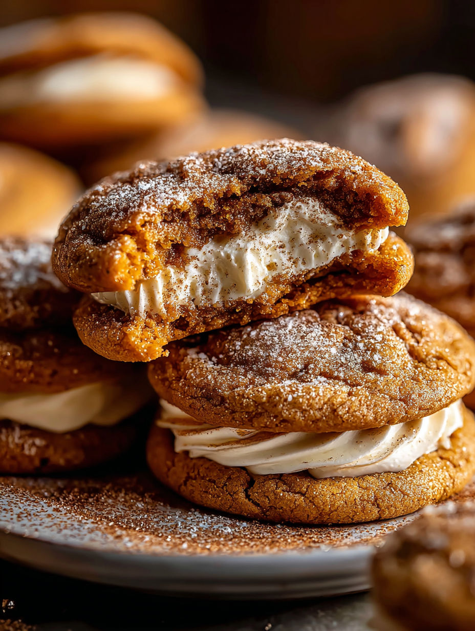 Cookies cheesecake citrouille avec glaçage blanc.