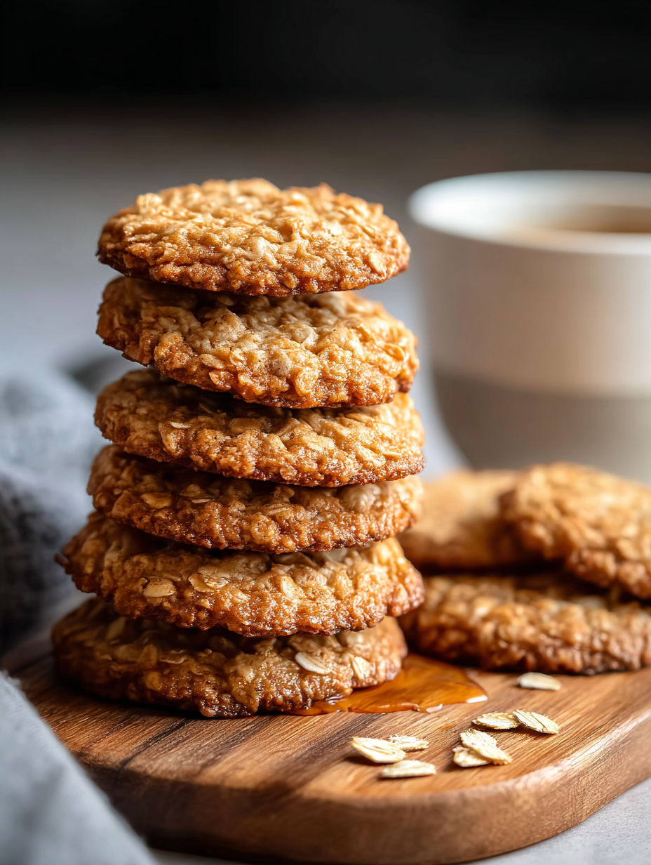 Une pile de cookies miel avoine bien appétissants.