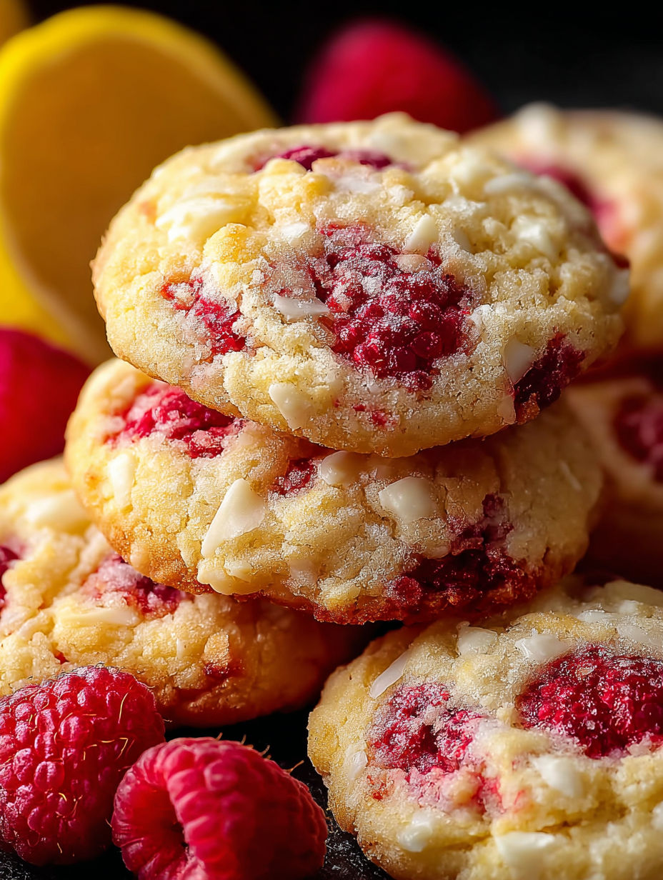Une pile de biscuits parfum citron framboise.