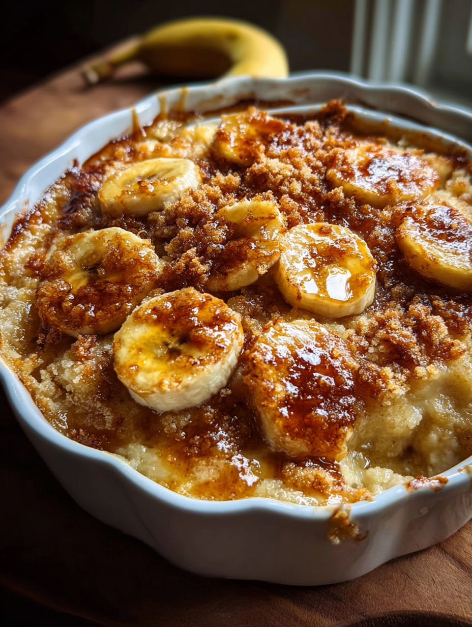 Un bol de cobbler aux bananes.