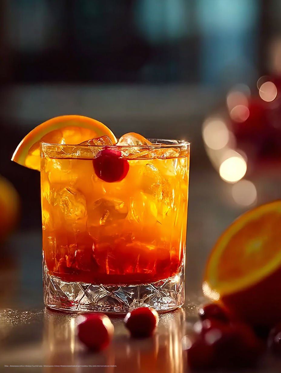 Verre de Tequila Sunset avec une tranche d'orange.