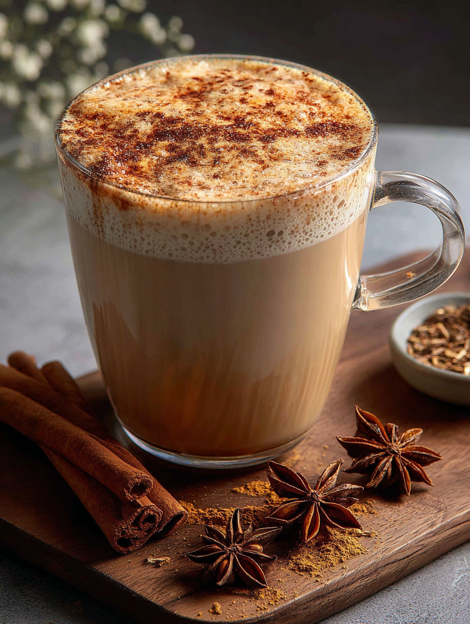 Une tasse de café avec une cuillère dedans.