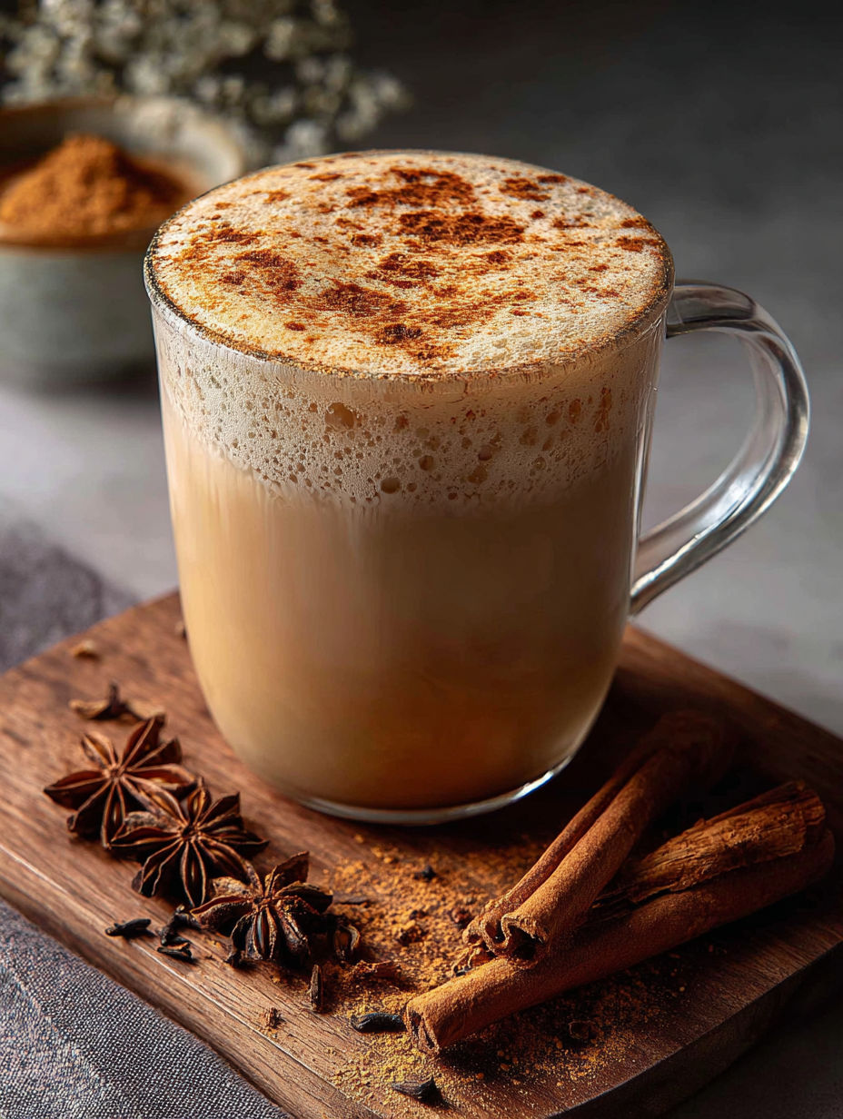 Une tasse de café avec un bâton de cannelle dedans.