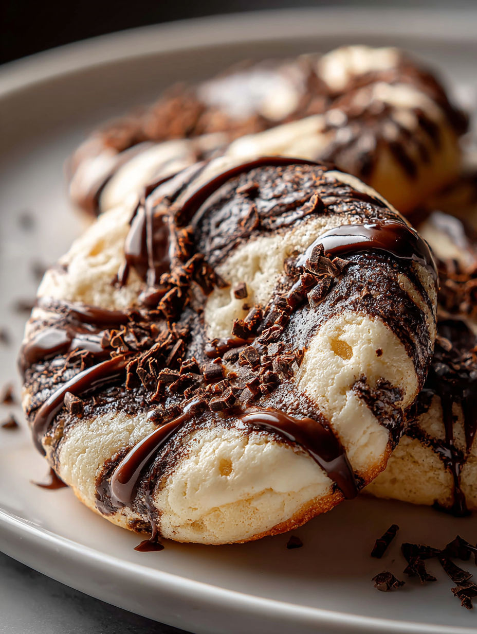 Assiette de biscuits chocolat guimauve avec spirale.