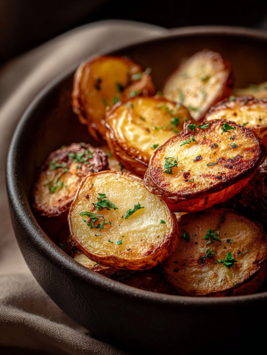 Un bol de tranches de pommes de terre à l’airfryer.