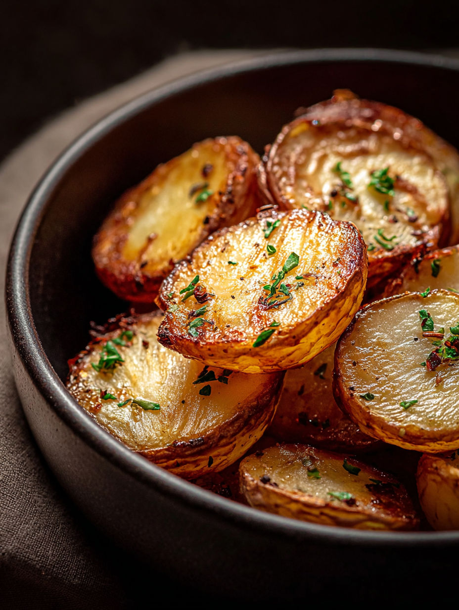 Un bol de tranches de pommes de terre à l’airfryer.