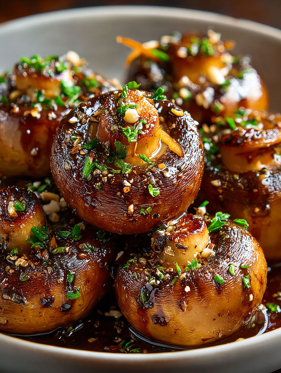 Champignons au beurre d’ail et épices.