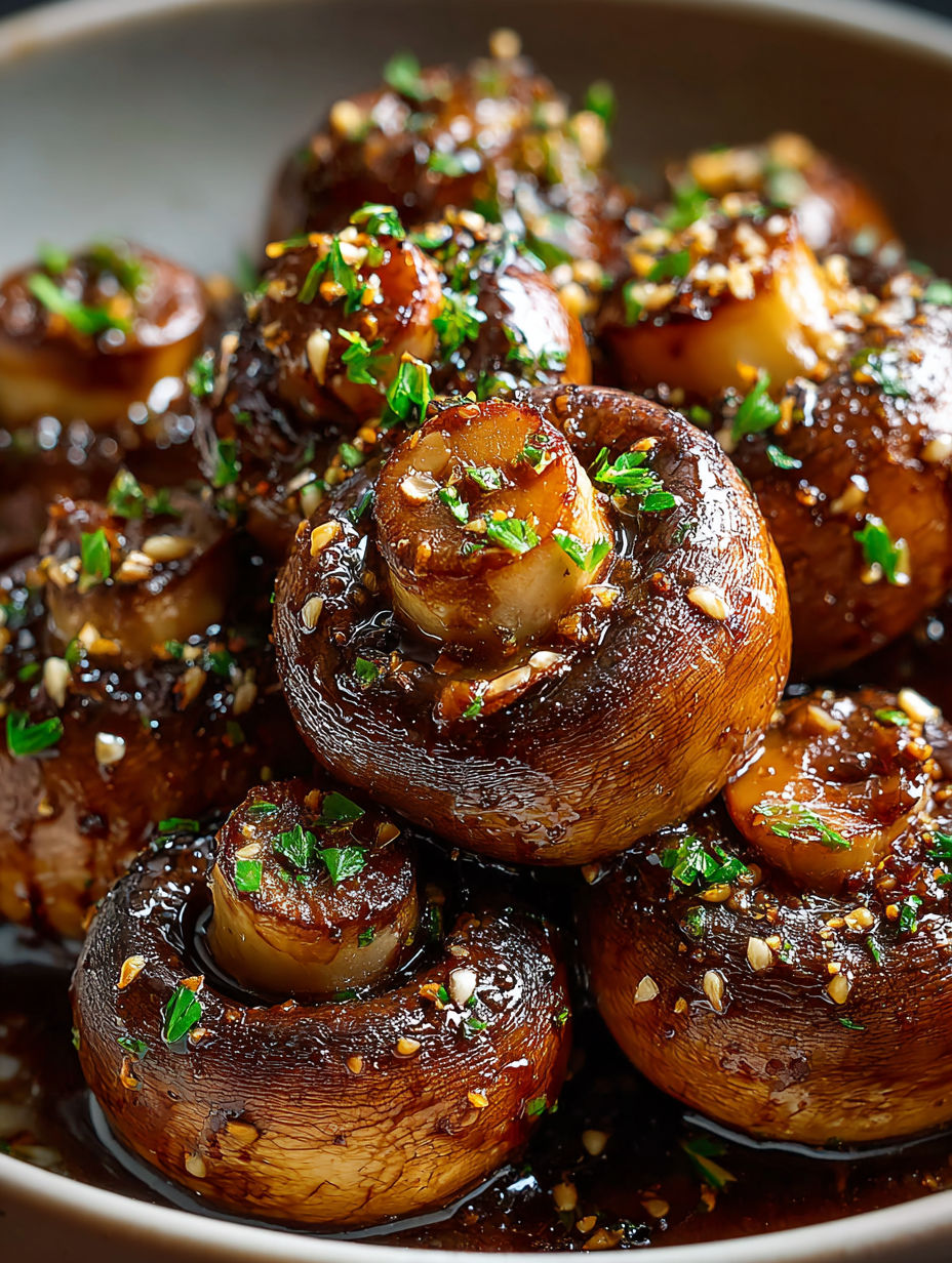 Champignons au beurre d'ail et aux herbes.
