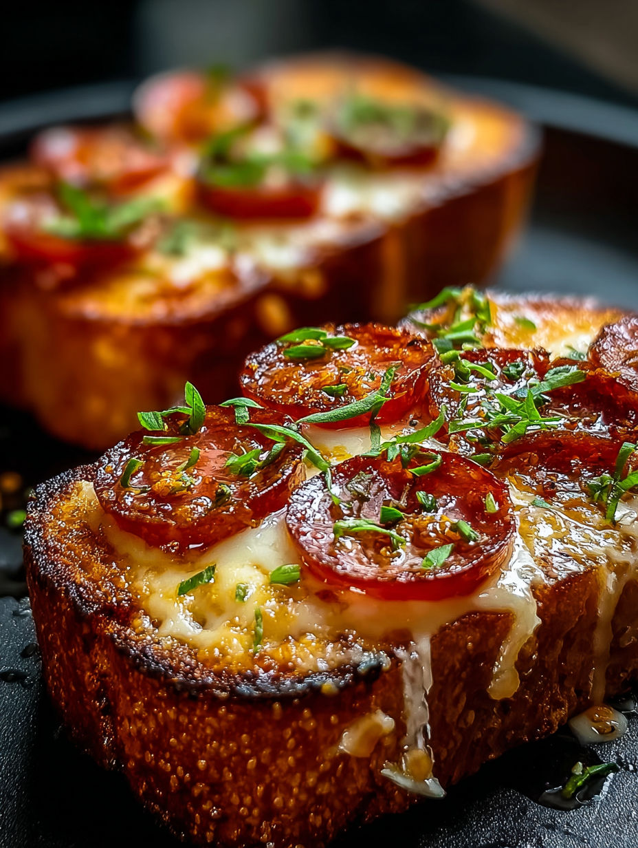 Une part de pizza Texas Toast.