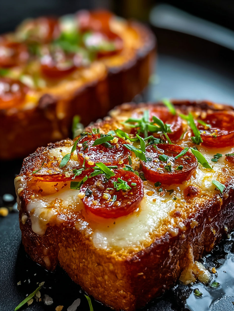 Une part de pizza Texas toast dans la friteuse à air.