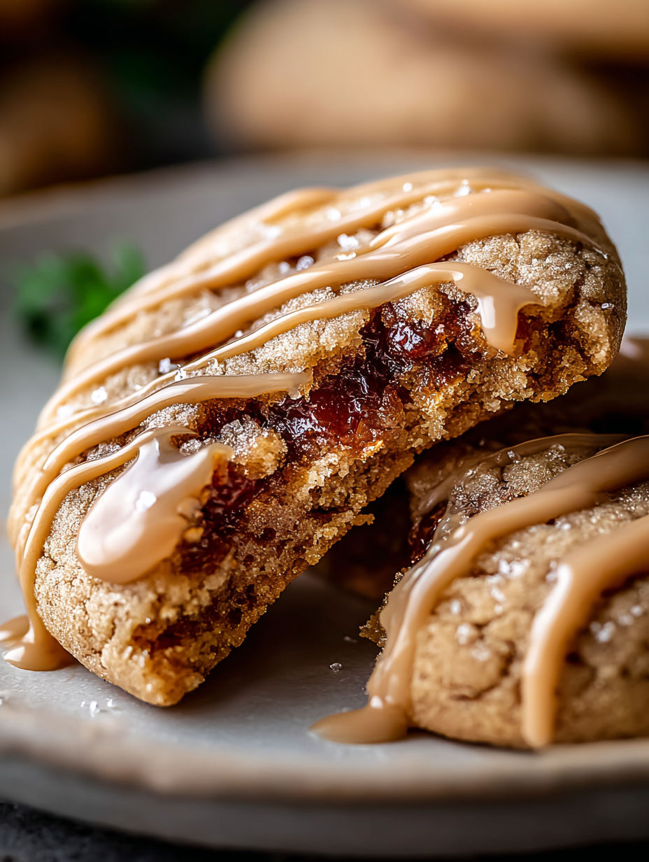 Deux biscuits à la cassonade et à l'érable avec du glaçage.