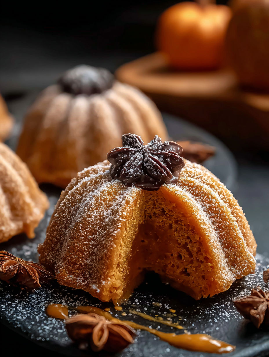 Truffes cheesecake citrouille sur une table.