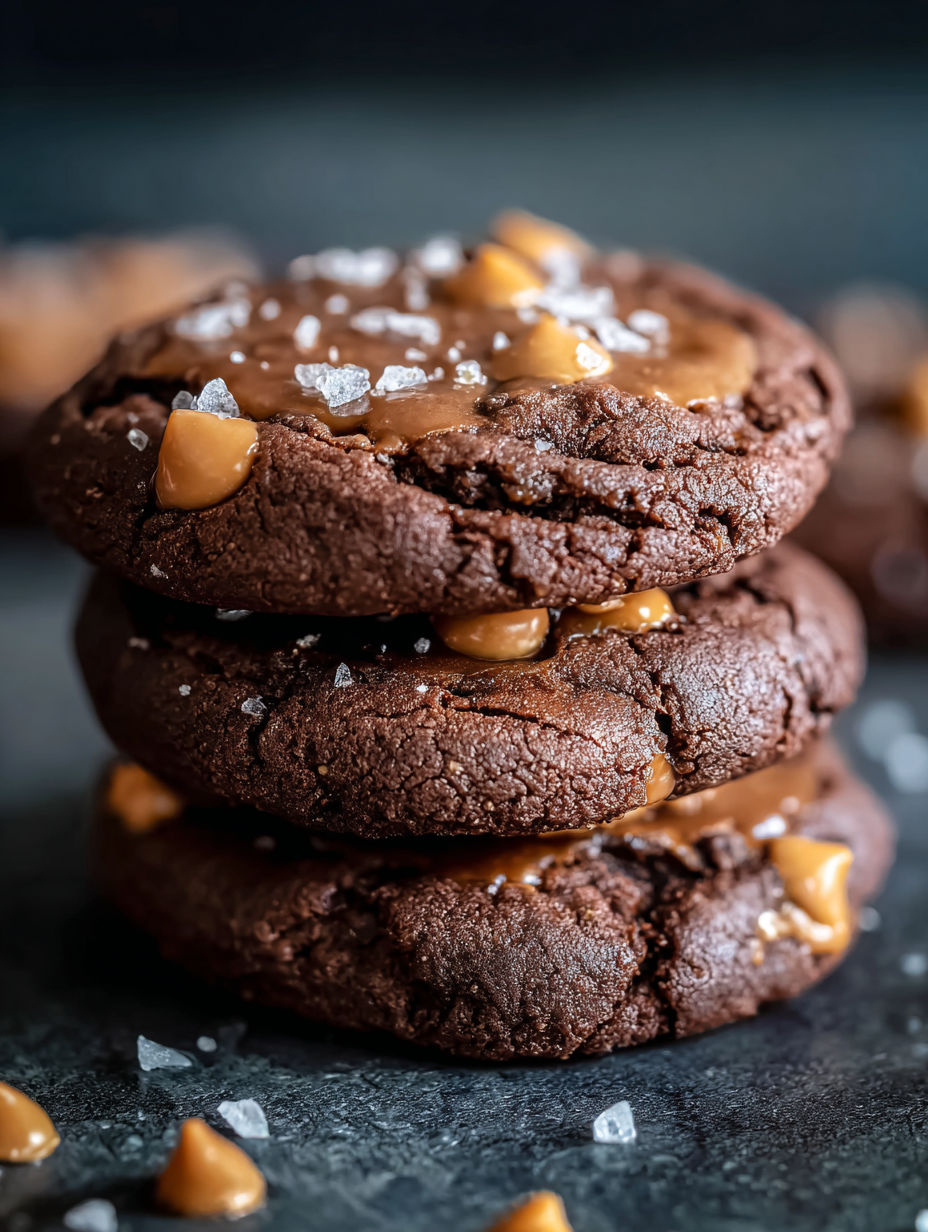 Cookies au chocolat double et beurre de cacahuète salés.