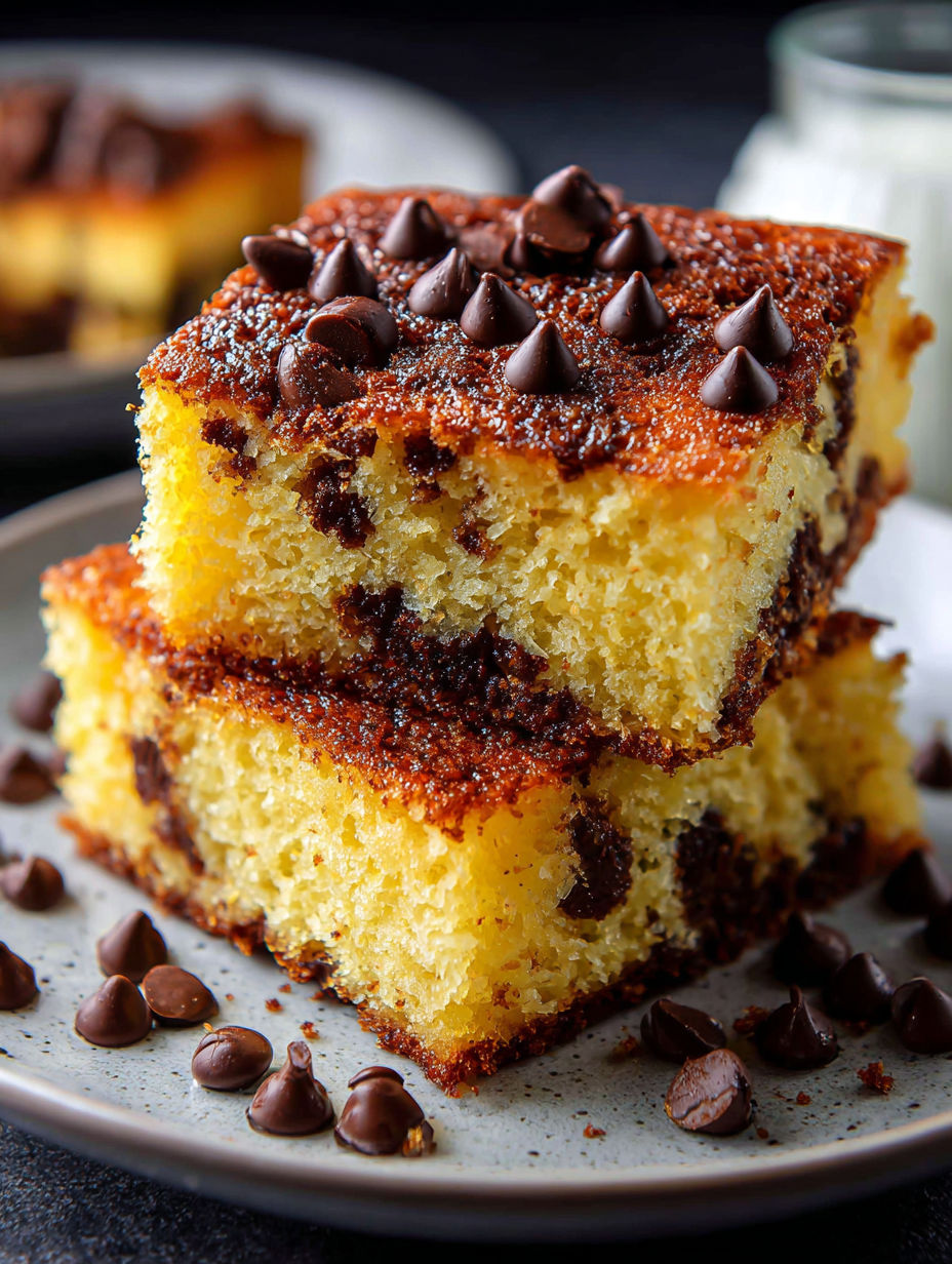 Une part de gâteau aux pépites de chocolat.