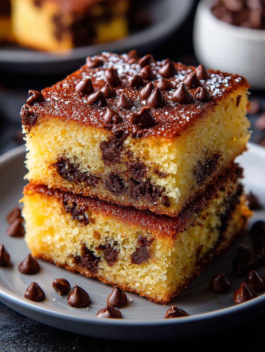 Une part de gâteau aux pépites de chocolat.