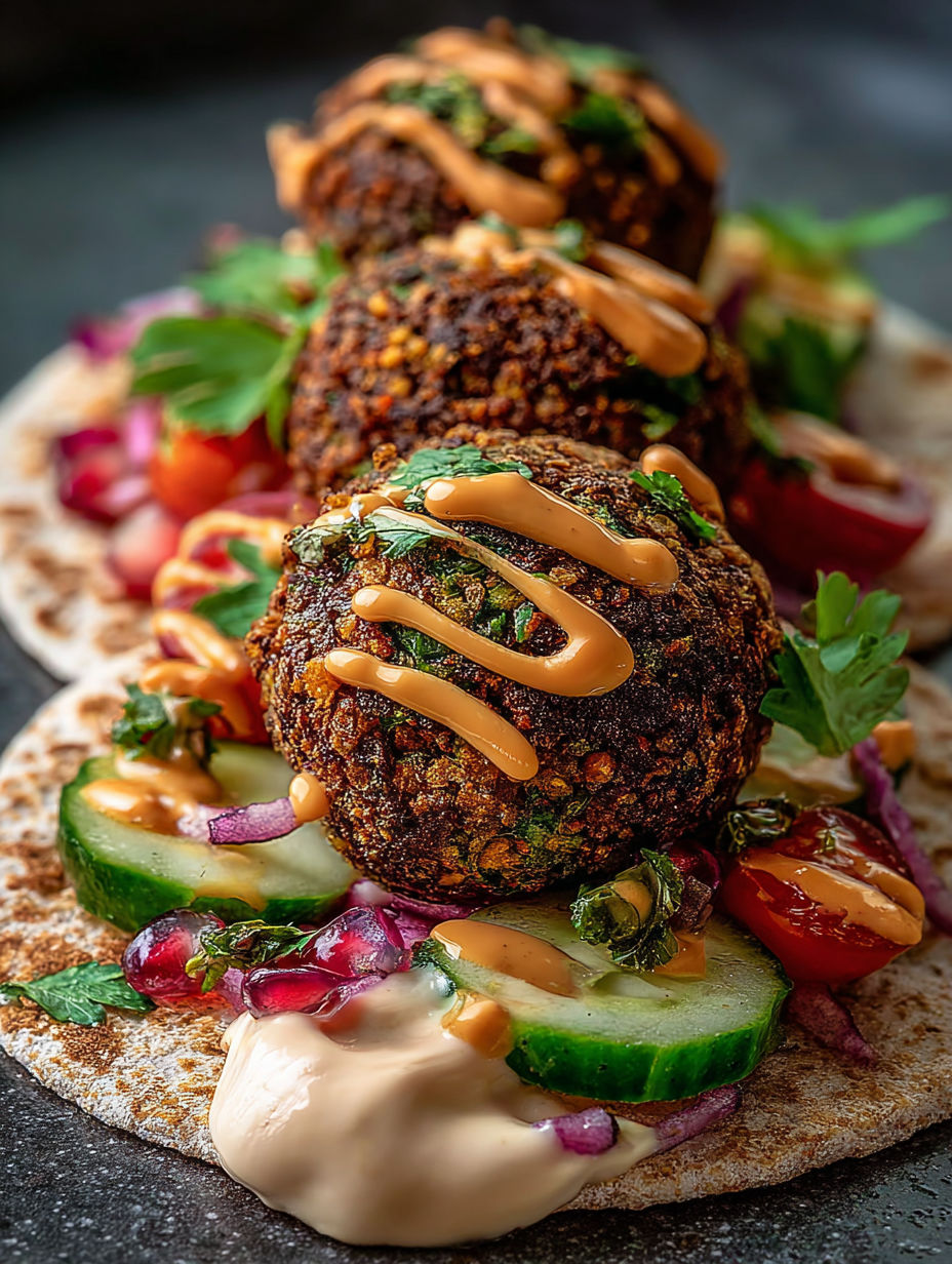 Wraps mini falafels avec légumes et sauce