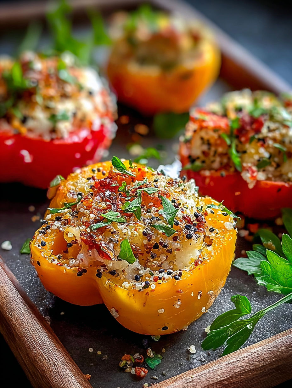 Une assiette de petits poivrons farcis.