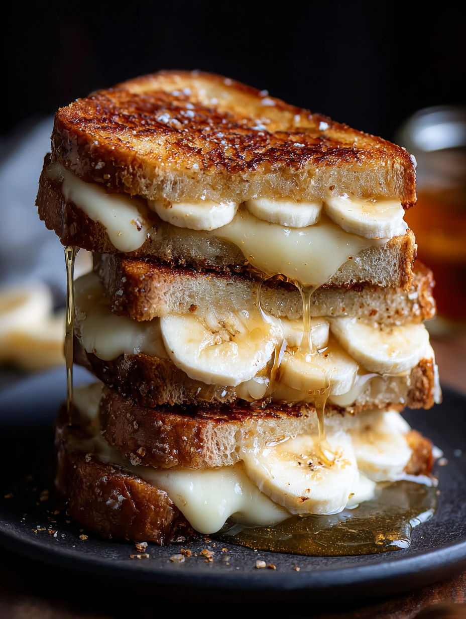 Une pile de sandwiches banane fromage