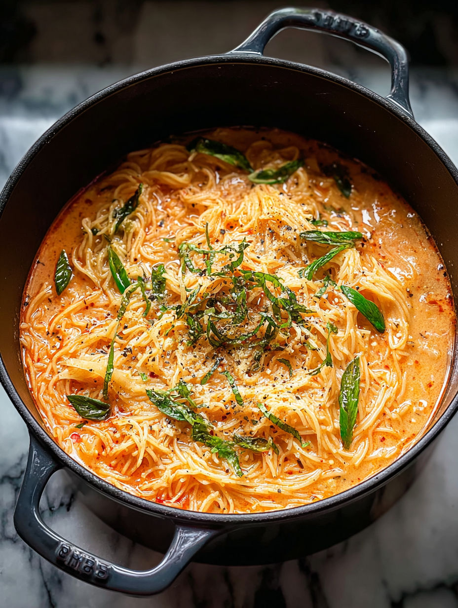 Un bol de soupe avec des nouilles et des légumes.