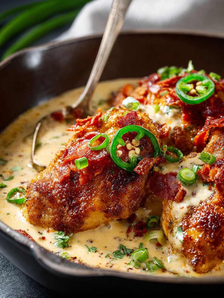 Photo rapprochée d’un plat de poulet jalapeño popper.