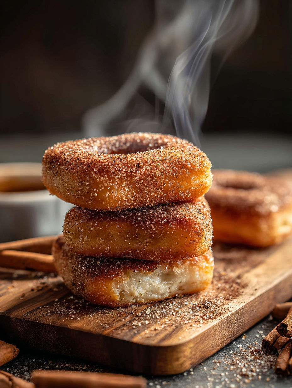 Une pile de beignets à la cannelle et sucre.