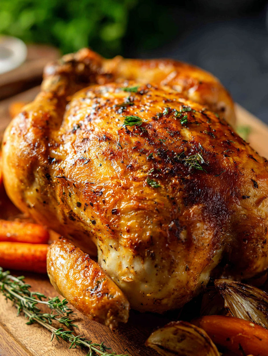 Poulet rôti aux herbes et épices.