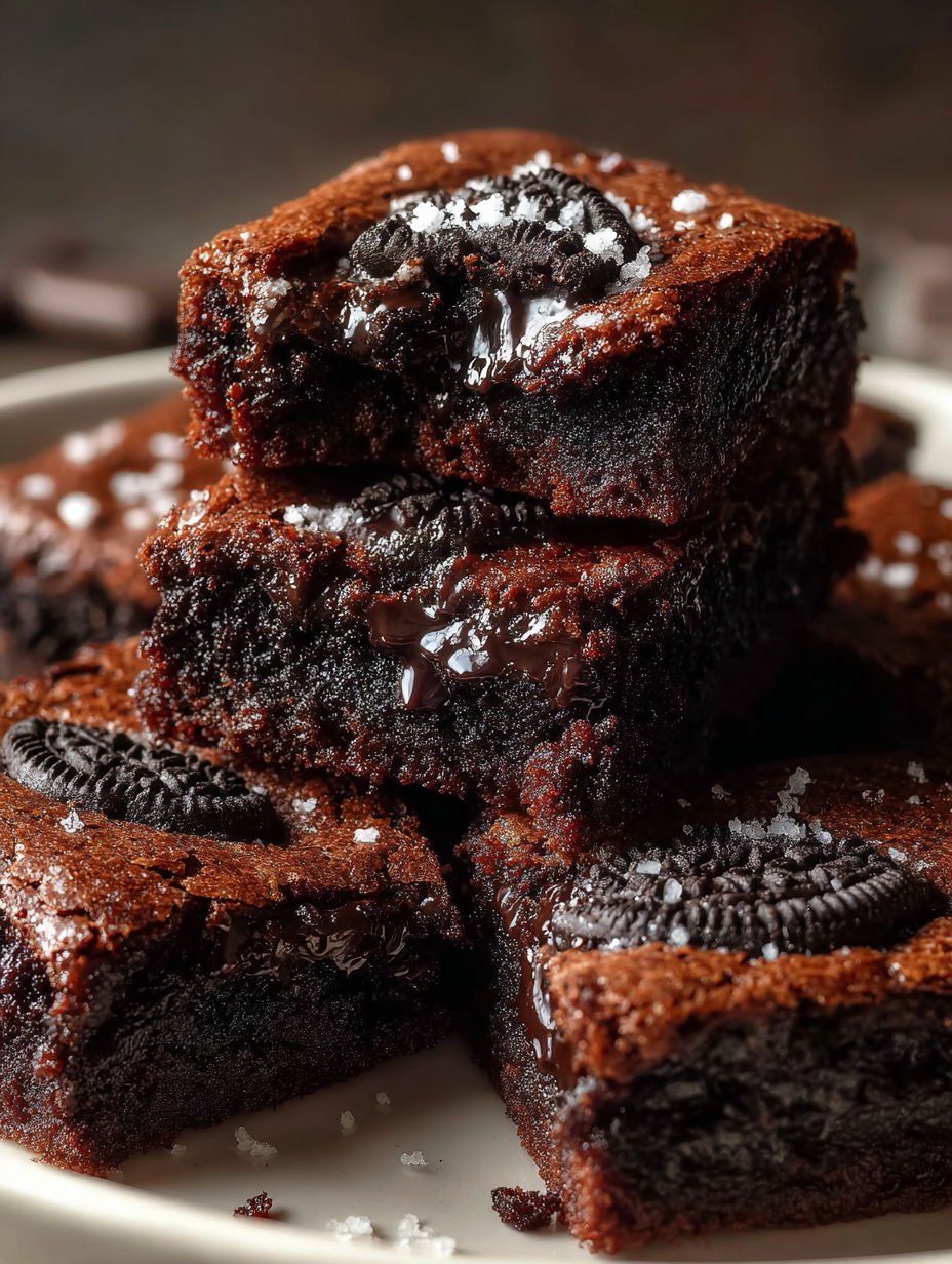 Une assiette de cookies brownies aux Oreo.