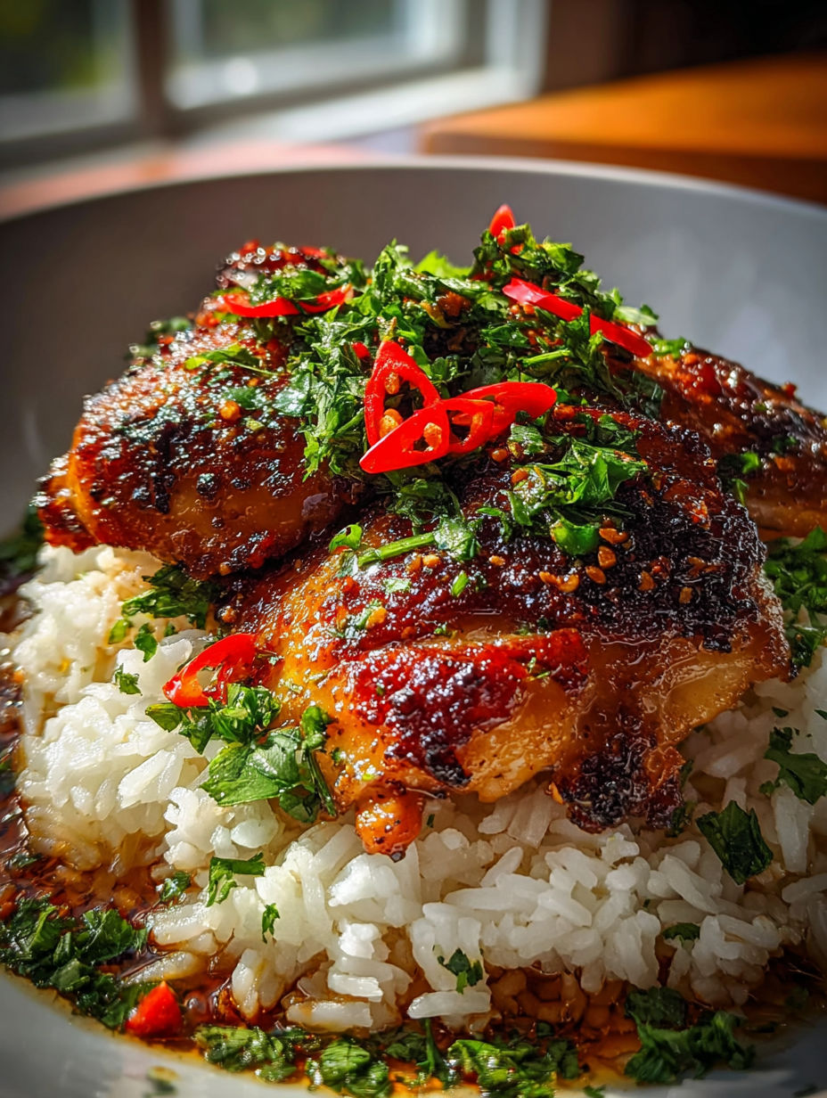 Poulet épicé avec riz coco.