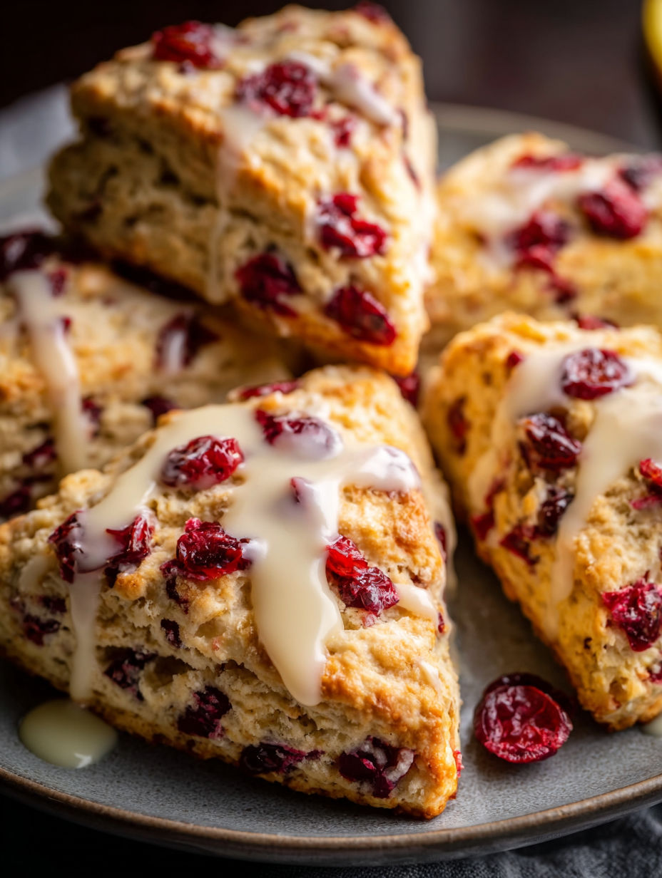 Une assiette de scones à la canneberge et à l’orange.