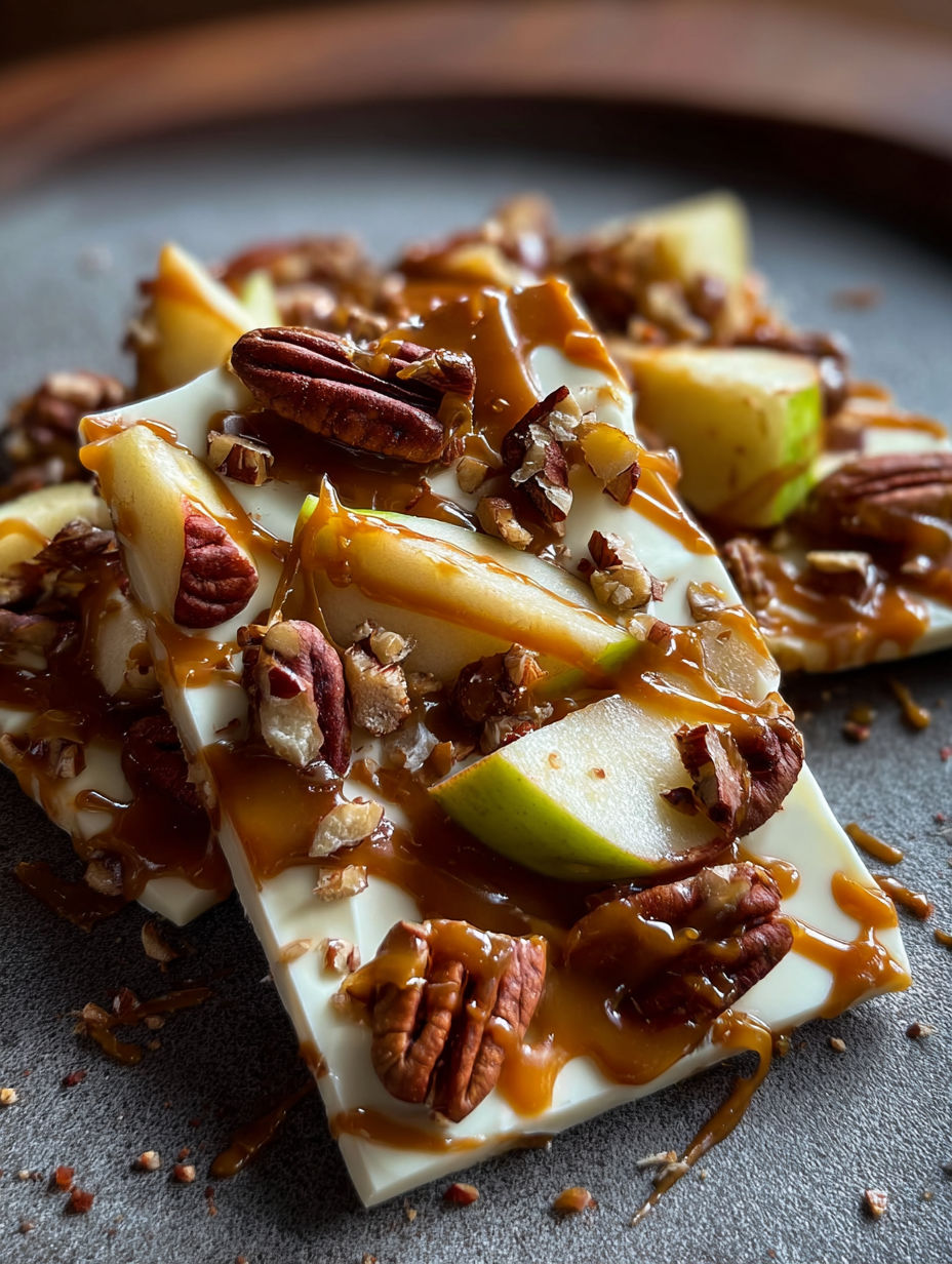 Gros plan sur une pâte aux pommes caramélisées.