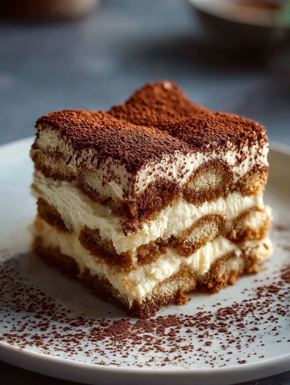 Une part de tiramisu simple.