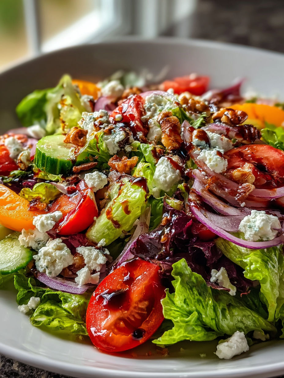 Salade avec tomates, concombres et oignons.