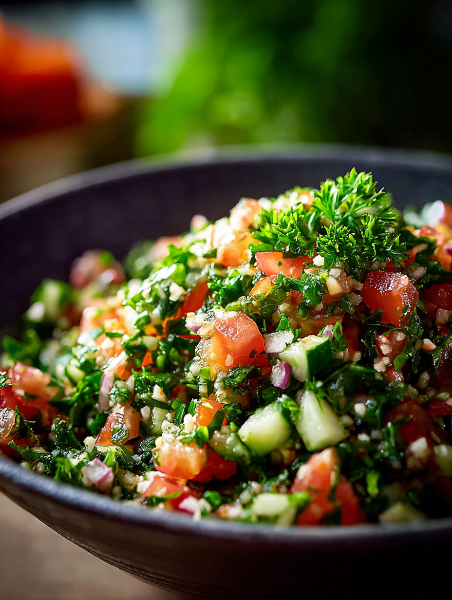 Un bol de salade tabbouleh.