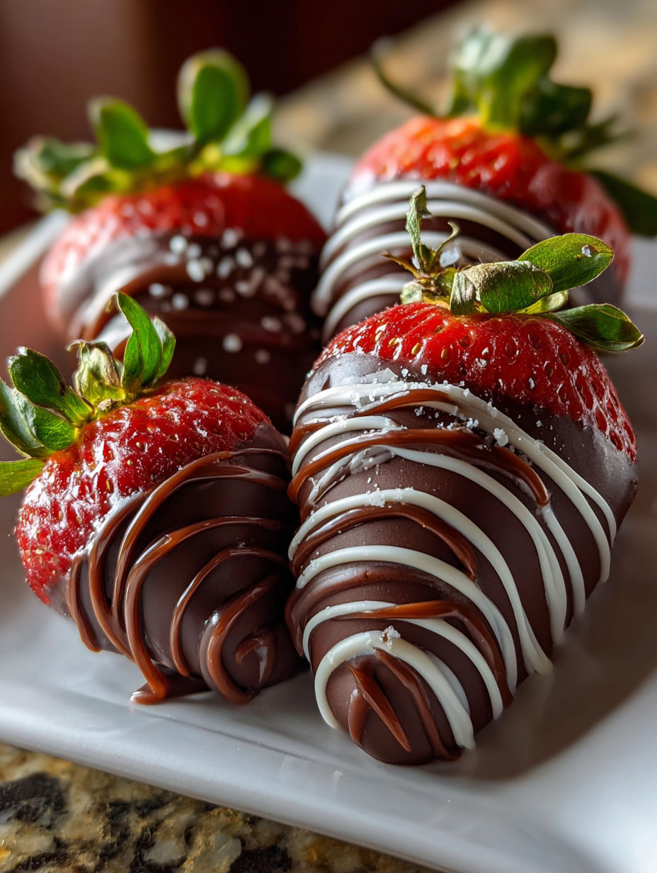 Fraises enrobées de chocolat sur une assiette.