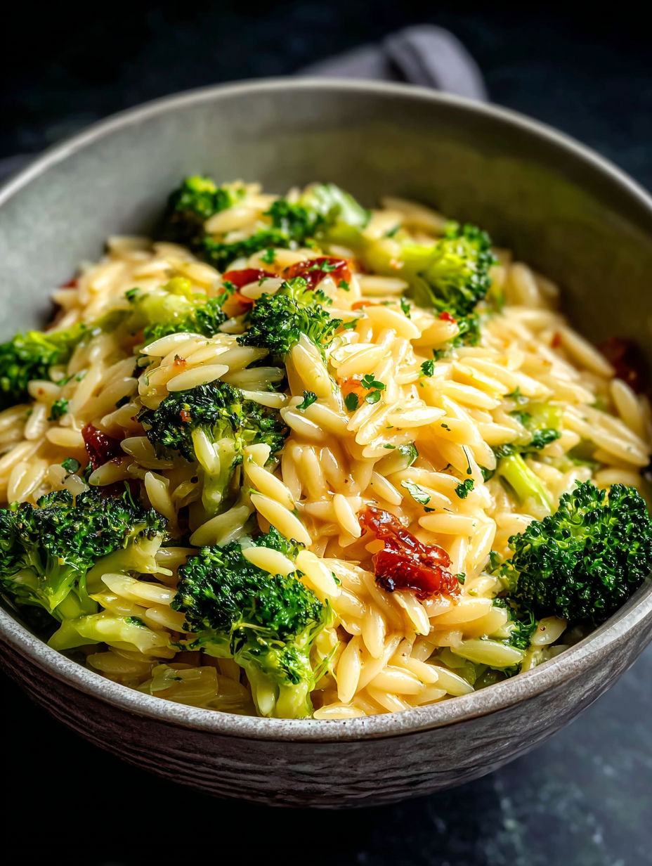 Un bol avec du riz et des brocolis.