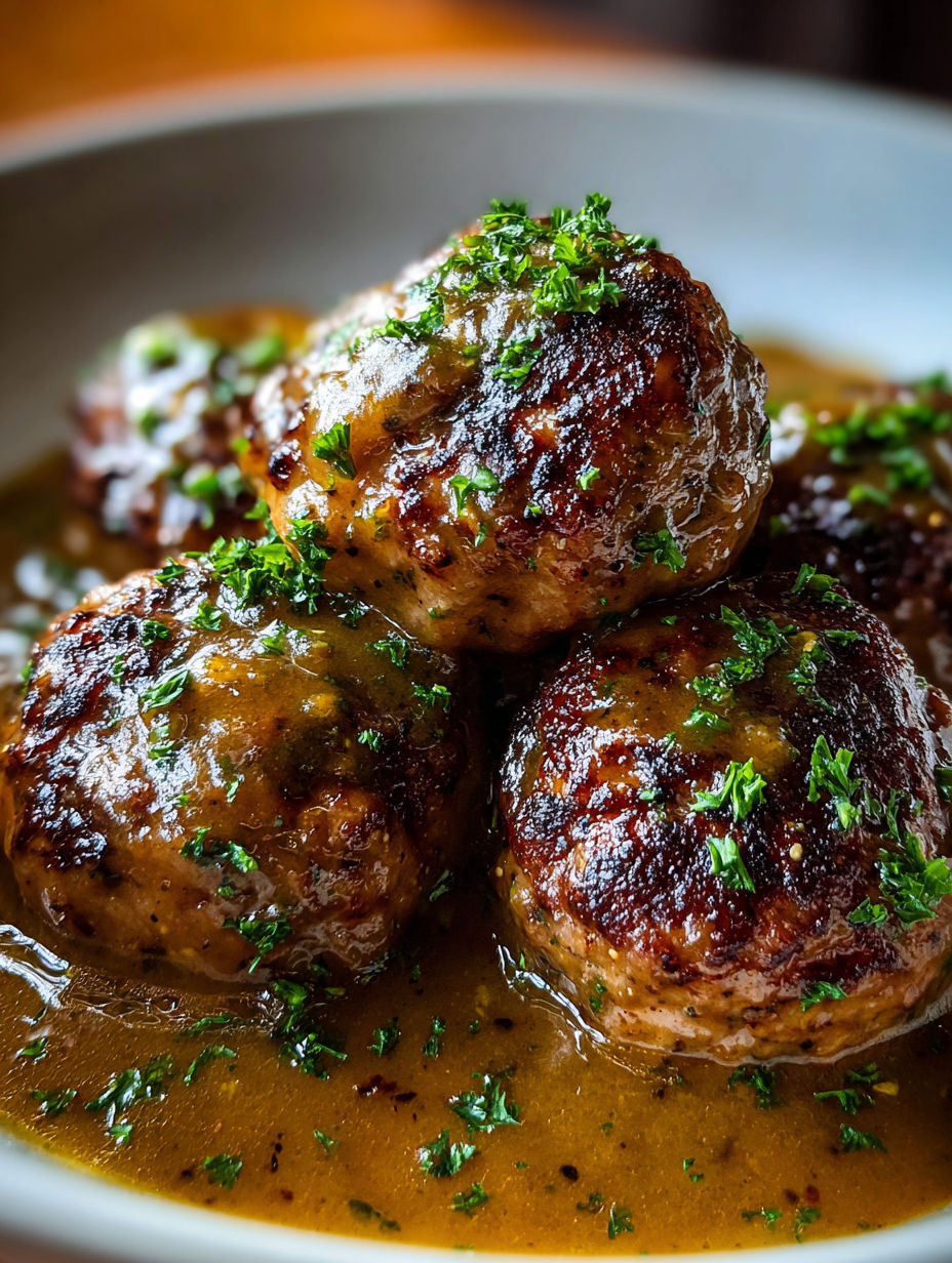 Boulettes farcies dans une sauce Guinness.