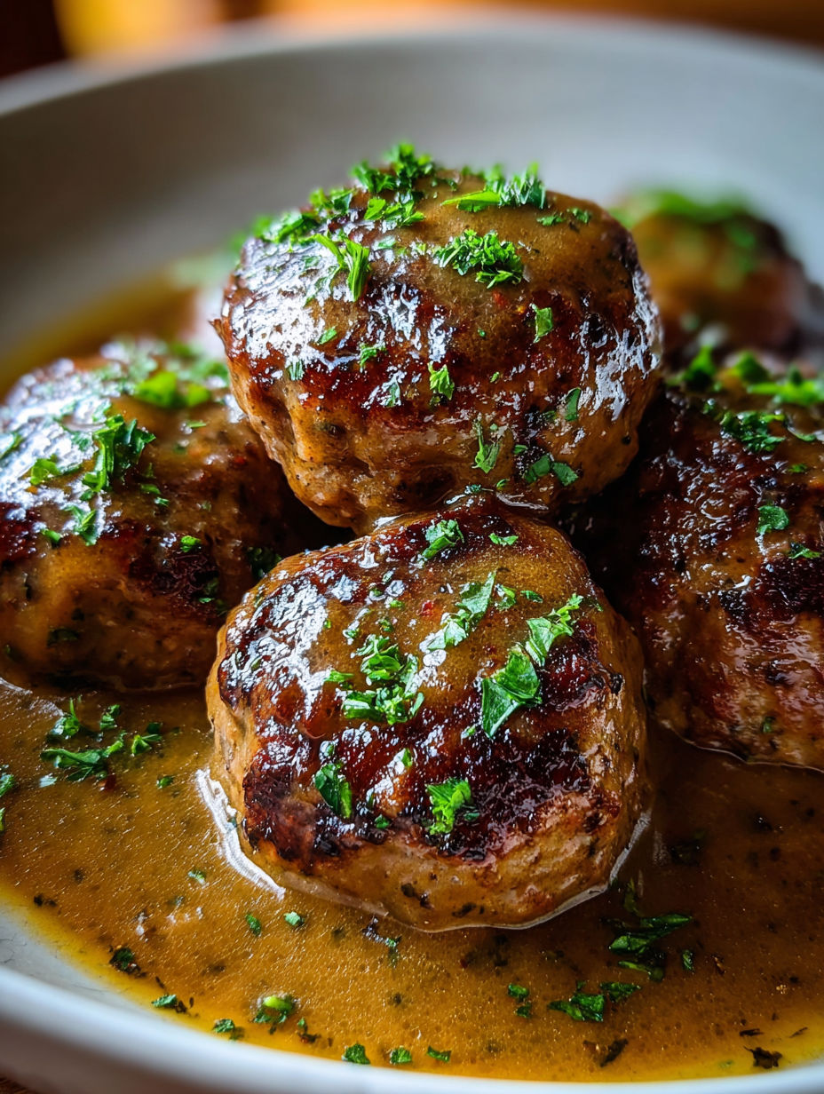 Boulettes farcies dans une sauce Guinness.