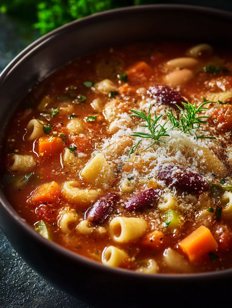 Un bol de soupe italienne pasta fagioli.