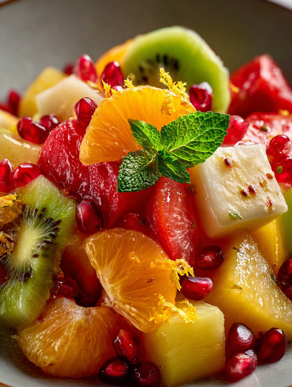 Une salade de fruits vive avec zeste d’agrumes.